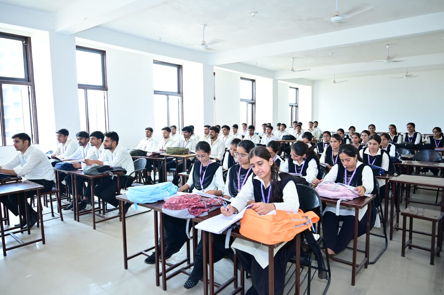 Students during a classroom learning session at MGGC Sikar